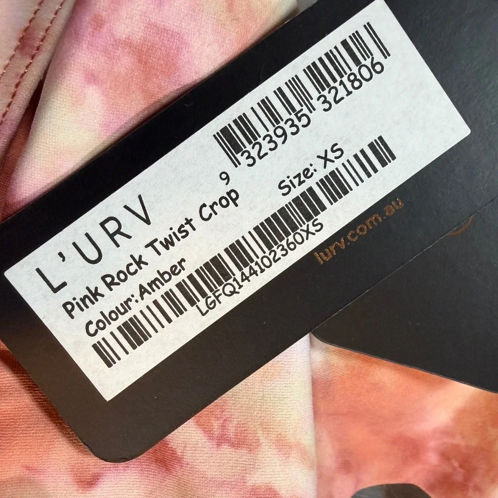 LURV Pink Rock Twist Crop Sports Bra Tie‎ Dye XS Designer Activewear New